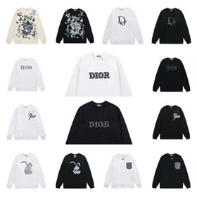 DIOR Men's American retro letter print round neck sweatshirt-2499  
